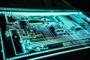 image of circuit board illuminated